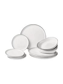 Broste Copenhagen Handgemachtes Geschirr-Set Salt Aus Porzellan, 4 Personen (12-tlg.)