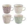 Bloomingville Tassen Karine Mit Kleinem Muster, 4er-Set