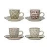 Bloomingville Espressotassen Mit Untertassen Karine Mit Kleinem Muster, 4 Stück
