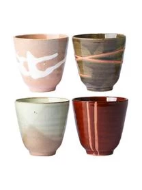 Handgemachte Becher Yunomi, 4er-Set