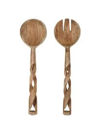 Madam Stoltz Mangoholz-Salatbesteck Twisted Mit Verspieltem Griff, 2-er Set