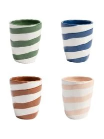 Handbemalte Becher Oblique Aus Dolomit, 4er-Set